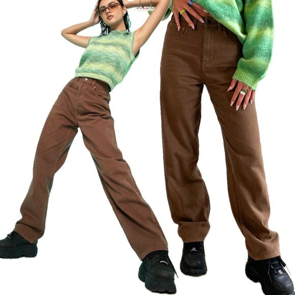 Motel Rocks Denim Parallel Jeans Rich Brown Size XXS - Picture 2 of 12